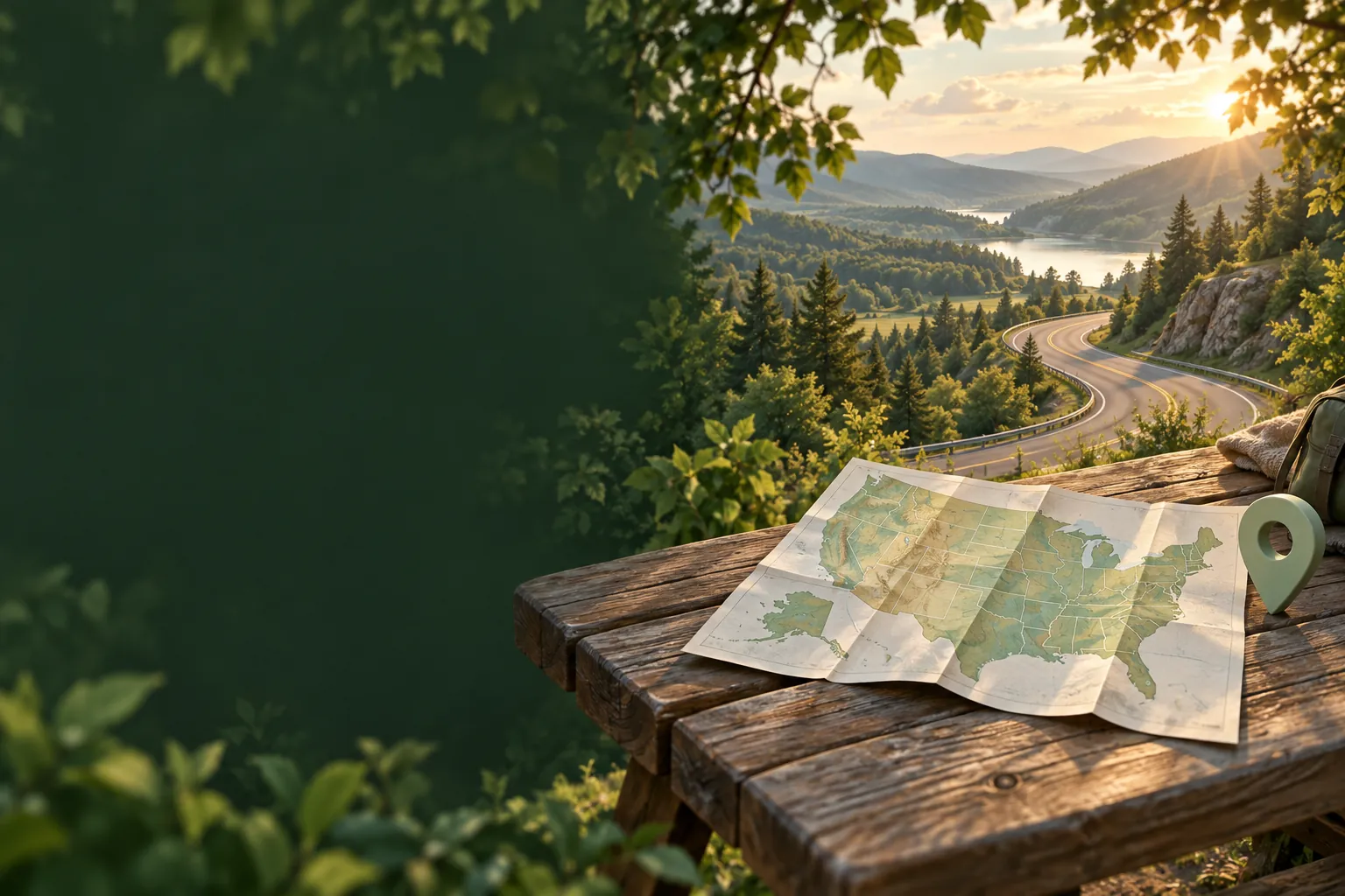 Illustration of a quiet road and countryside for Nebraska accident resources.